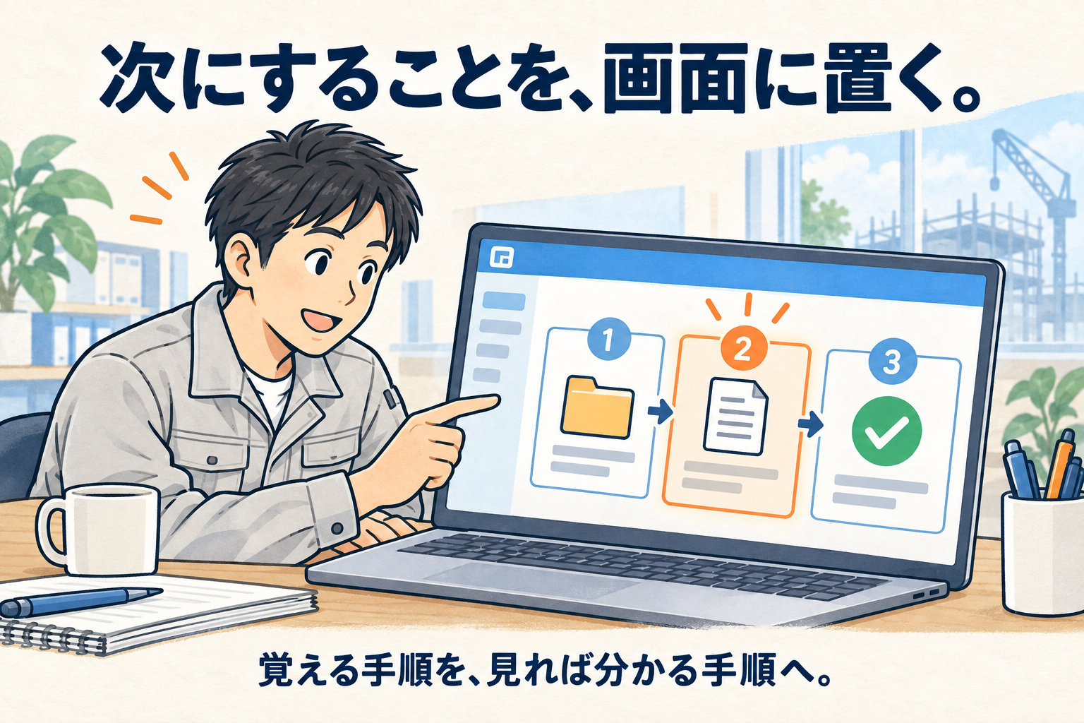 次にすることが画面で分かる手順