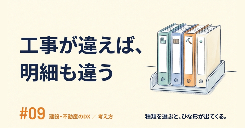 建設DX #09｜見積を前の工事から写すのをやめたら、明細の抜けと紛れ込みが減った話