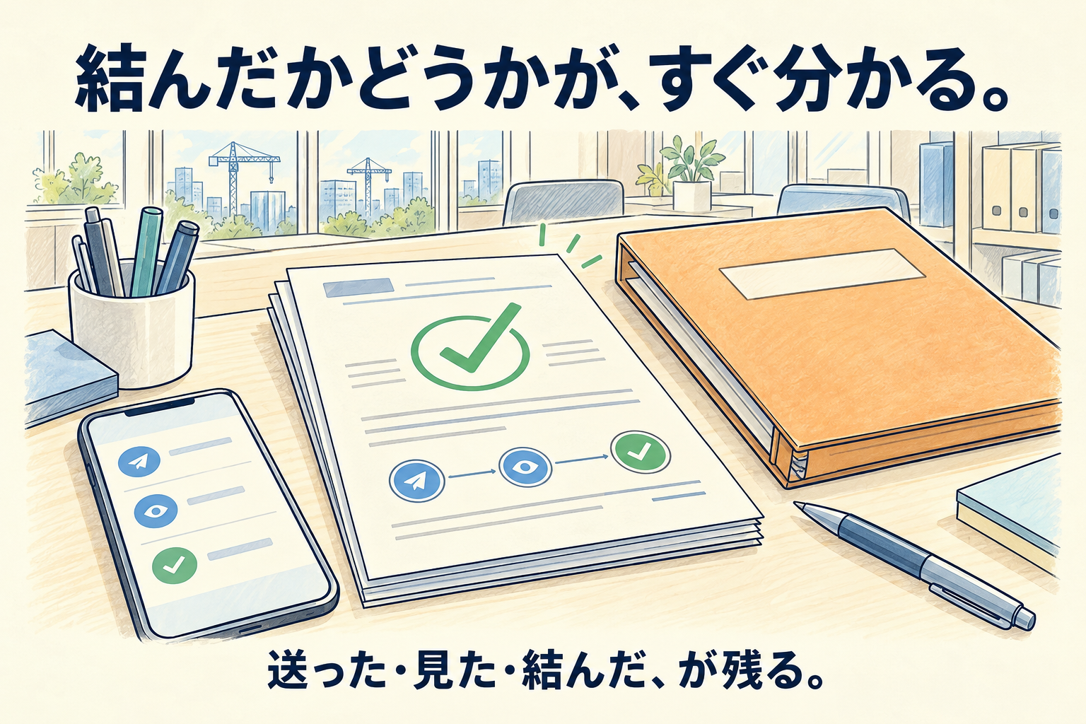 結んだかどうかが、すぐ分かる。送った・見た・結んだ、が残る。
